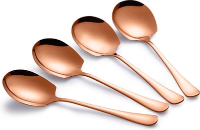 Alheco 4 opscheplepels - Groentelepel - Aardappellepel - Serveerlepel - Rosé goud