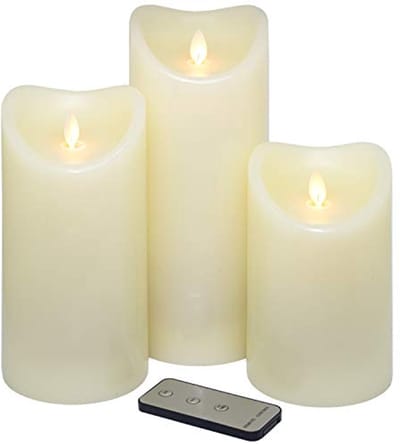 Set van 3 LED Kaarsen met Timer en Afstandsbediening - Ø9x15/19/23cm Waskaarsen met Bewegende Vlam - Veilig en Duurzaam