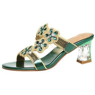 Strass Hoge Hak Comfort Zacht Leer Sandalen Dames Open Teen Zomer Mode Elegant Alles-match Romeinse Strand Schoenen 34 beige