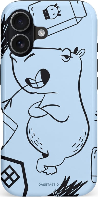 Casetastic hoesje geschikt voor Apple iPhone 17 - MagSafe - Dubbellaagse bescherming - Capibara chillen - Fashion Case - Lichtgrijs Donkergrijs Lichtblauw
