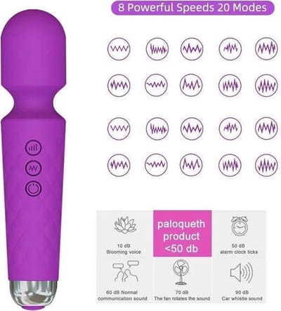 Vibrator en massage staaf  -  voor vrouwen & mannen - Intens fijne Vibrator - Draadloze Massage - Vibrator Massage staaf met 20 Magische Vibratie standen - Compact - Paars - Zeer Discreet