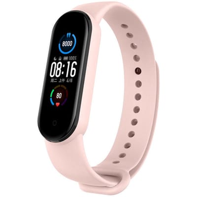 Siliconen Smartwatch bandje - Geschikt voor Xiaomi Mi Band 6 siliconen bandje - lichtroze - Strap-it Horlogeband / Polsband / Armband