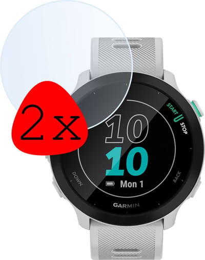 Screenprotector - 2 Stuks Geschikt voor Garmin Forerunner 45S - Extra Sterk - Tempered Glass - Gehard Glas - Beschermglas Screen Cover - Bescherm Protector voor Smartwatch
