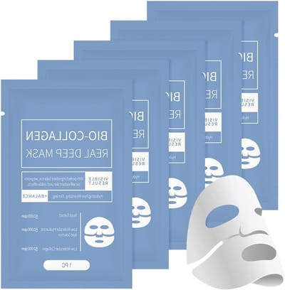 5 Stuks Bio Collagen Masker voor Diepe Hydratatie, Verstevigend en Voedend Nachtmasker voor Gezicht, Ideaal voor Vrouwen en Meisjes