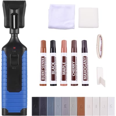 Tegelvloer Kras Reparatie Kit Tegel Meubilair Verf Muur Reparatie Kit met Hitte Pen 11 Kleuren Harde Wax Staven 5 Kleuren Touch-up For Plastic blauw
