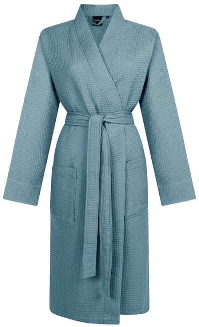 Linolux Waffle Pique Unisex wafelbadjas - Mineraalblauw - S