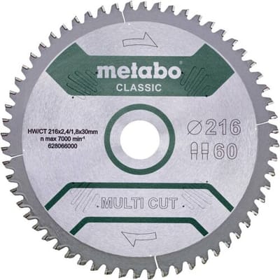 Metabo Multi Cut Classic - Cirkelzaagblad - 216mm - 60 Tanden - FZ/TZ Geometrie