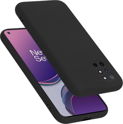 Cadorabo Hoesje geschikt voor OnePlus 8T in LIQUID ZWART - Beschermhoes gemaakt van flexibel TPU silicone Case Cover