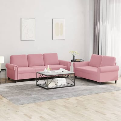 vidaXL - 2-delige - Loungeset - met - kussens - fluweel - roze
