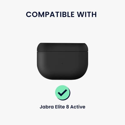 kwmobile oordopjes case geschikt voor Jabra Elite 8 Active hoesje - Oortjes cover met handstrap - In-ear koptelefoon hoes - Silicone in zwart