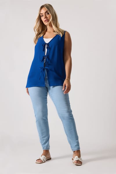 Yours Kobaltblauwe Strikvest Vooraan Size 42