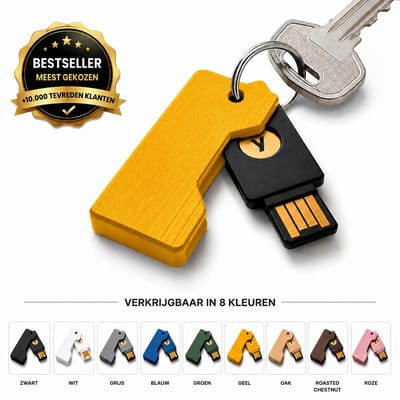 USB Security Key Beschermhoes Geschikt voor YubiKey – Flip Cover Sleutelhanger Case – Compacte Beveiligingssleutel Houder – Krasbestendige USB Authenticatie Sleutel Cover – Travel Friendly – Geel