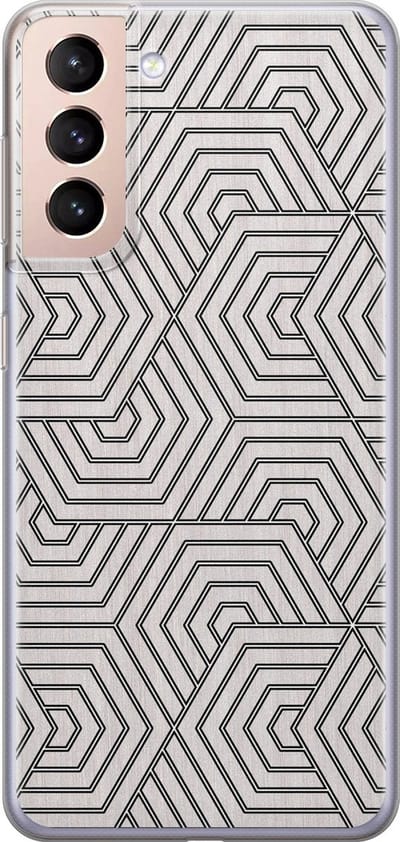 Leuke Telefoonhoesjes - Hoesje geschikt voor Samsung Galaxy S21 Plus - Geometrisch - Soft case - TPU - Print / Illustratie - Grijs