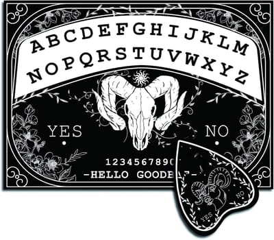 Houten Ouijabord - Pendelbord Spel - Spirituele Communicatie - Met Planchette - 30 x 21 cm - Zwart