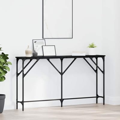 Industriële Tafel - Lange Salontafel - Woonkamer Decoratie - Verstelbare Poten - 140cm Lengte - Zwart Eiken
