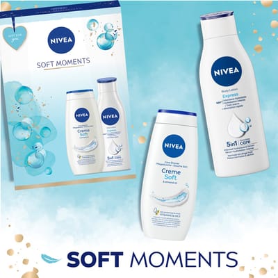 NIVEA Soft Moments Geschenkset - Sinterklaas en Kerst Cadeau - Giftset met Bodylotion en Douchegel - Cadeauset - Kado