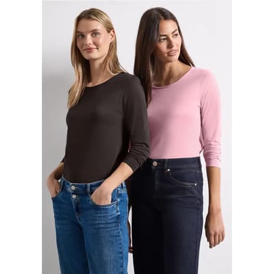 Set van 2 longsleeves met ronde hals