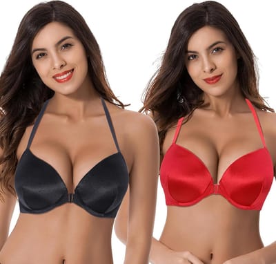 Halterneck Push-Up Bh met Voorsluiting en Ondersteunende Beugel