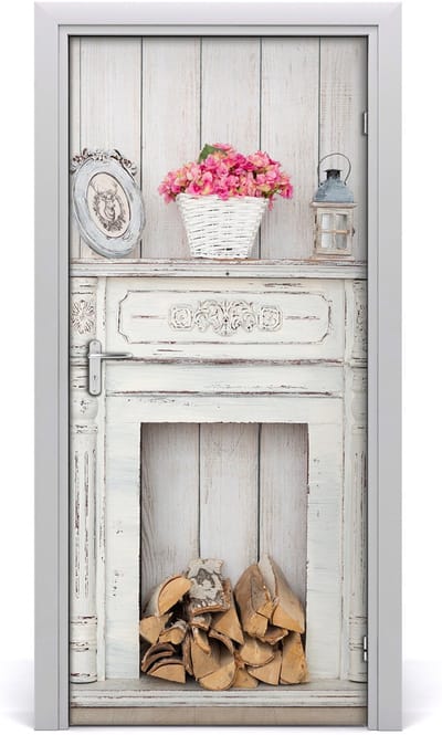 Tulup Deursticker - Haard Deur plakfolie - 95 cm x 205 cm - Grijs Deursticker - Moderne Deur Sticker - Deursticker voor de Slaapkamer - Deurposter