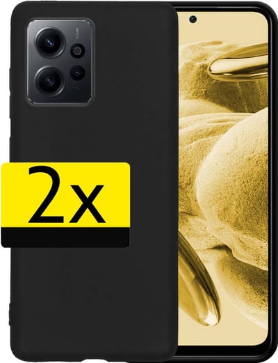 Hoesje - 2 Stuks - Geschikt voor Xiaomi Redmi Note 12 4G - Sterk & Shockproof - Case Siliconen - Back Cover - Telefoon Hoes - Telefoonhoesjes - Zwart