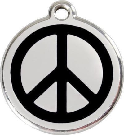 Red Dingo Hondenpenning 38 mm peace zwart