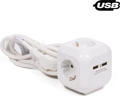Benson Stekkerdoos - 3 stopcontacten - 2 USB-aansluitingen - 1,5 meter - wit