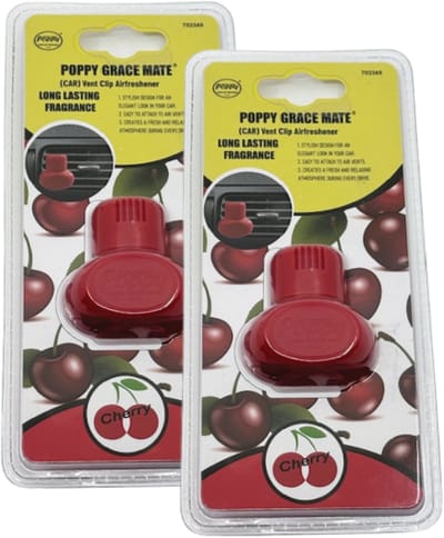 Poppy Grace Mate® EVA Airfreshener Cherry – Double Pack – Clip voor Ventilatierooster – Langdurige Kersengeur Auto