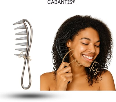 Cabantis® Brede Grove Shark Kam – Antiklit Krullenkam – Voor Krullend, Kroes en Dikker Haar – Anti-Pluis Ontwarrende Kam - Grijs