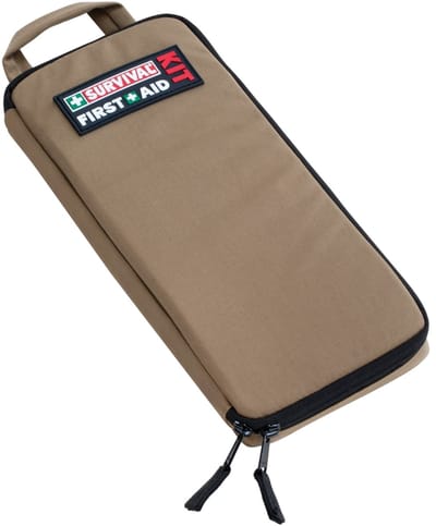 Survival Slimline First Aid Kit - Bruin - EHBO-set voor Wandelen, Skiën & Mountainbiken - Ultradun
