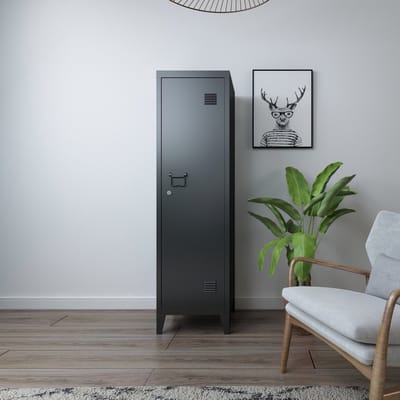 Lockerkast Kurikka metaal 137x38x38 cm zwart [en.casa]
