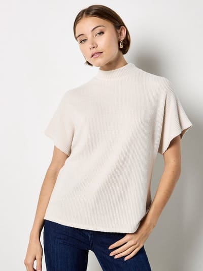 Batwing-T-shirt met hoge hals