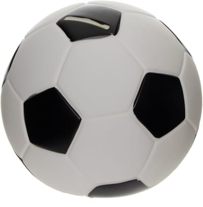 Spaarpot Voetbal – Resin – Ø18 cm – Met Rubberen Dop – Origineel Cadeau voor Kinderen & Voetballiefhebbers