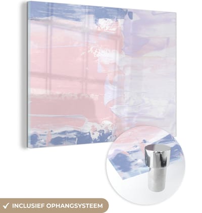 MuchoWow® Glasschilderij 120x90 cm - Schilderij acrylglas - Pastel - Design - Verf - Foto op glas - Schilderijen