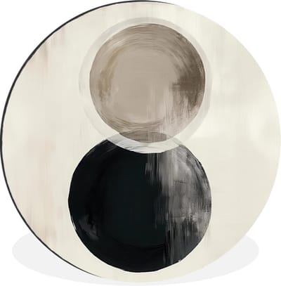 WallCircle - Wandcirkel - Muurcirkel - Cirkels - Vorm - Beige - Abstract - Aluminium - Dibond - 30x30 cm - Binnen en Buiten