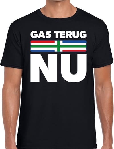 Groningen protest t-shirt gas terug NU zwart voor heren - Grunnen gas terug NU shirt voor heren S