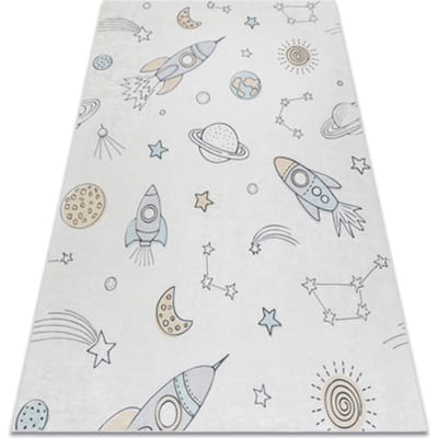 Kleden Rugsx BAMBINO 1278 tapijt wasbaar Ruimte raket voor 80x150 cm