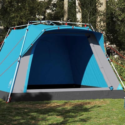 Campingtent - Familietent Koepeltent - Kamperen en Outdoor - Snelopzetsysteem - 4 Personen - Blauw