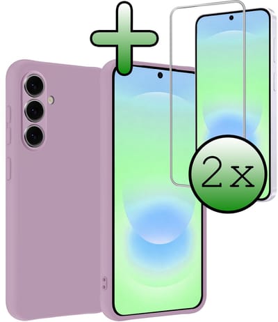 Hoesje Met 2x Screenprotector - Geschikt voor Samsung Galaxy A37 - Sterk & Shockproof - Back Cover - Siliconen Case - Telefoon Hoes - Lila