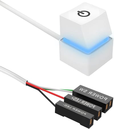 PC Aan/Uit-knop - Externe Computer Schakelaar - Desktop Computer Bediening - RGB Kleurencyclus - 2m Verlengsnoer - Wit