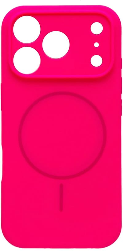 Casemania Hoesje Geschikt voor Apple iPhone 17 Pro - Neon Roze - Zachte Liquid Siliconen Magnetisch Back Cover Case - Geschikt voor MagSafe - Telefoonhoesje met Camera Bescherming