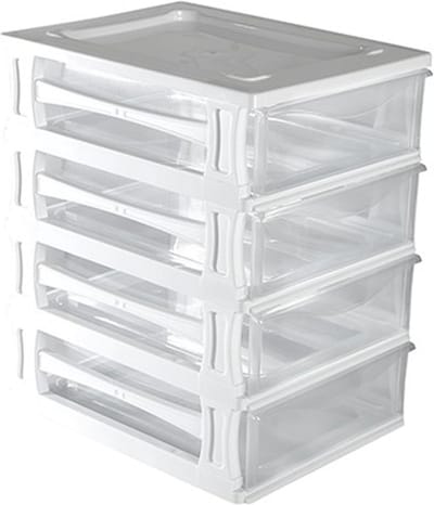 Hega Hogar Ladeblokje/bureau organizer 4x lade - wit/transparant - L26 x B35 x H39 cm - kunststof