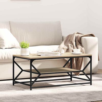 vidaXL - Salontafel - Sonoma - Eik - 90 - x - 50 - x - 40 - cm - Engineered - hout - en - staal