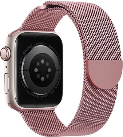 Stravo Luxe Milanese bandje - Geschikt voor Apple Watch 42mm (Series 11/10) , 41mm (Series 9/8/7), 40mm (Series 6/5/4/SE 1/2/3), 38mm (Series 3/2/1) - Roze - RVS metalen bandje met magneet - Milanees horlogebandje
