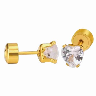 WeLoveSilver - oorstekers chirurgisch staal - goudkleurig - kristal hart