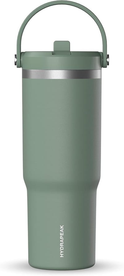 Geïsoleerde Beker 32 Oz met Handvat en Rietje - Lekvrij & Dubbelwandig Roestvrij Staal