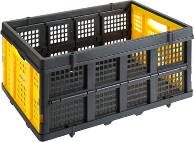 Stanley Vouwkrat FT505 - Opvouwbare Boodschappenkrat - Draagcapaciteit tot 25KG - Inhoud 50L - 56,8 x 41 x 27,2 CM - Zwart/Geel