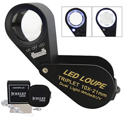 SnelShoppen - 10x Loupé Vergrootglas met LED en UV Licht - 21mm Triplet Lens van Optisch Glas - Compact voor Juweliers, Postzegel- en Muntverzamelaars
