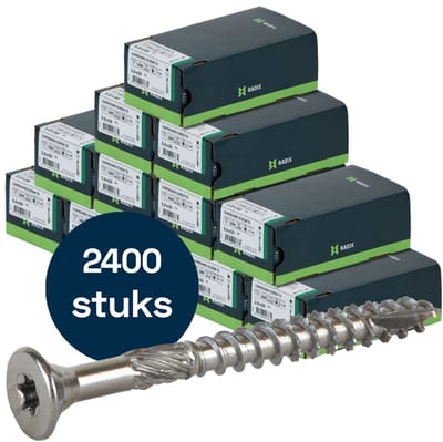 Radix Torx 20 Spaanplaatschroef - Platkop + Snijpunt - 5,0 x 50mm/30 - RVS - Deeldraad (2400 stuks) VOLLE DOOS!