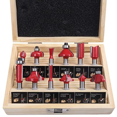SnelShoppen - Router Cutter Set 12-delige Houtbewerking Set - 8mm Schacht, Duurzame Stalen Doos, Voor Beginners en Houtbewerkingsliefhebbers