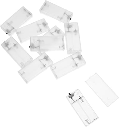 Set van 10 Transparante Plastic Batterijhouders voor 2 AA Batterijen - Vervangingsbox voor Sfeerverlichting, Compact en Universeel, Geschikt voor Binnen en Buiten Gebruik
